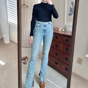 H&M - Velvet Long Sleeve Open Back Top - Size M